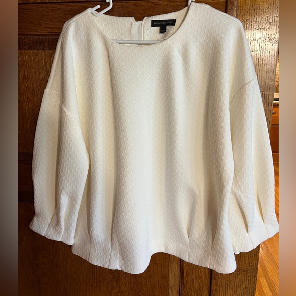 Banana Republic Texture Quilted Couture Sweatshirt Women's Large EUC Ivory Cream - Picture 1 of 12